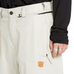 Volcom Men's Arthur 20K Shell Pant - A pair of white snow pants with a zippered pocket on the side and a black zipper pull.