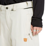 Volcom Men's Arthur 20K Shell Pant - A pair of white snow pants with a zippered pocket on the side and a black zipper pull.