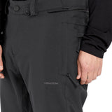 Volcom Men's Freakin' Snow Chino Pant 2025 - A pair of black snow pants with a zippered pocket on the side and a button fly.