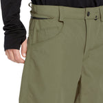 Volcom Men's 5 Pocket Shell Pant - A pair of khaki green pants with five pockets and a belt loop on the waistband.