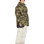 Volcom Men's 5 Pocket Shell Pant - A dark green snow pant with a zippered pocket on each thigh and two side pockets.