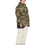 Volcom Men's 5 Pocket Shell Pant - A dark green snow pant with a zippered pocket on each thigh and two side pockets.