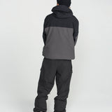Black snowboard pants with ankle cuffs and cargo-style utility pockets.