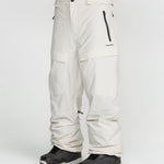 Off-white snowboard pants with side pocket zips and a straight leg cut.