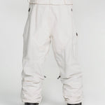 Off-white snowboard pants from the back with knee seams and elasticized cuffs.