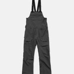 Dark black bib overall with bib panel and two front flap cargo pockets