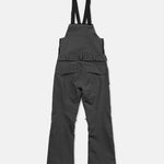 Black bib overall pants with adjustable shoulder straps and front cargo pockets