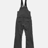 Black bib overall pants with adjustable shoulder straps and front cargo pockets