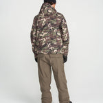 Brown bib overall with adjustable straps, cargo pockets, and wide straight legs
