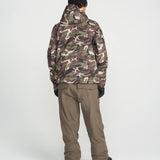 Brown bib overall with adjustable straps, cargo pockets, and wide straight legs