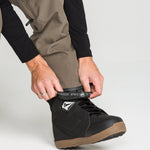 Teak bib overall lower leg with cargo pocket details and boot-ready cuff