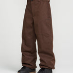 Brown snow pants side view with belt loops and cargo-style patch pockets