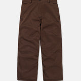Brown snow pants with button waist and side pockets