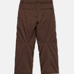 Brown snow pants with zip pockets and belt loops