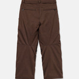 Brown snow pants with zip pockets and belt loops
