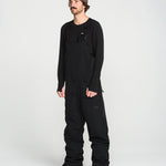 Black bib overalls with long sleeves and front pocket