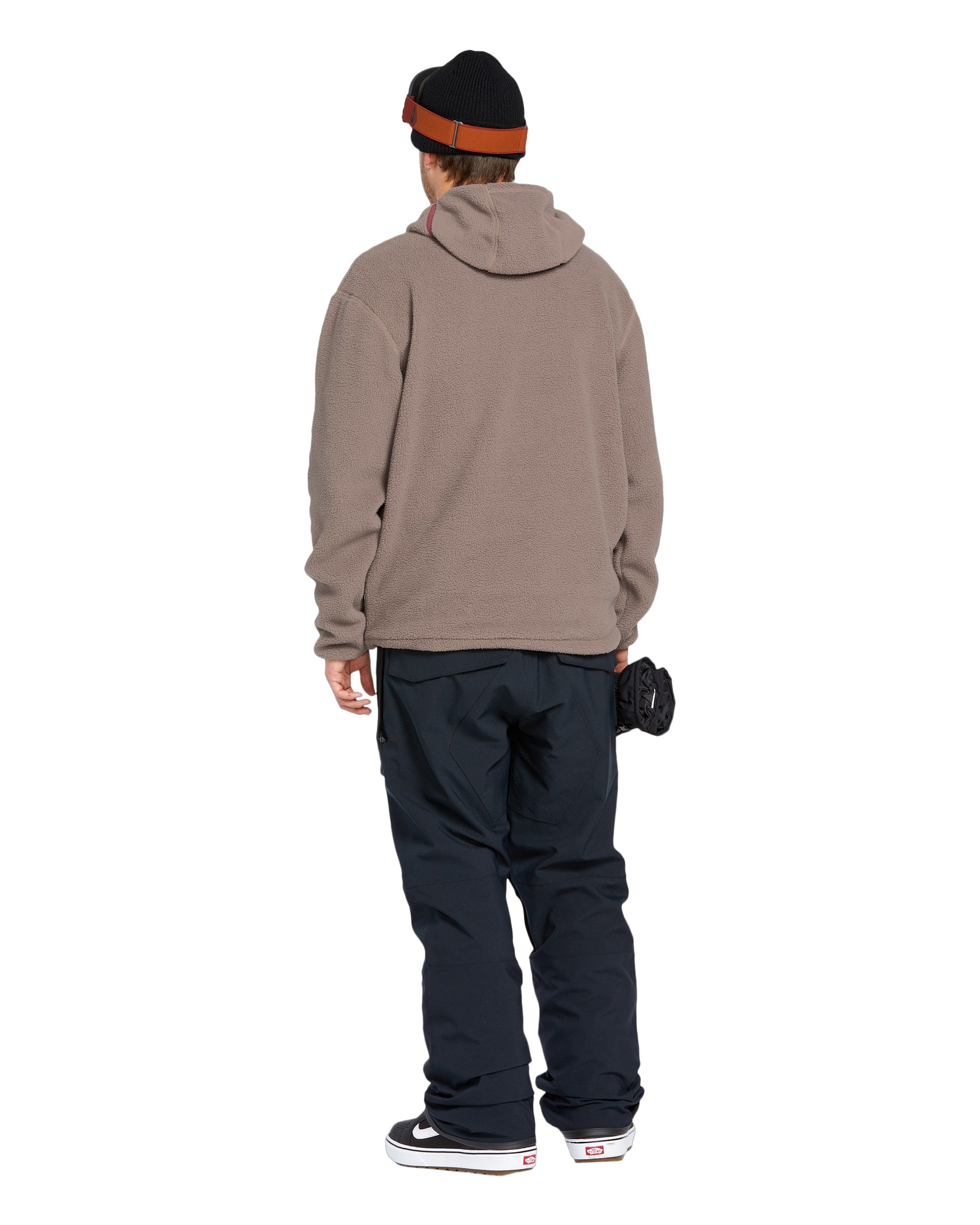 Volcom Men's Untethered Balaclava Hoodie - A tan hoodie with a hood and balaclava covering the neck area, worn by a model on a solid background.