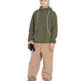 Volcom Men's Untethered Balaclava Hoodie - A dark green hoodie with a hood and balaclava design, featuring a small white logo on the chest.