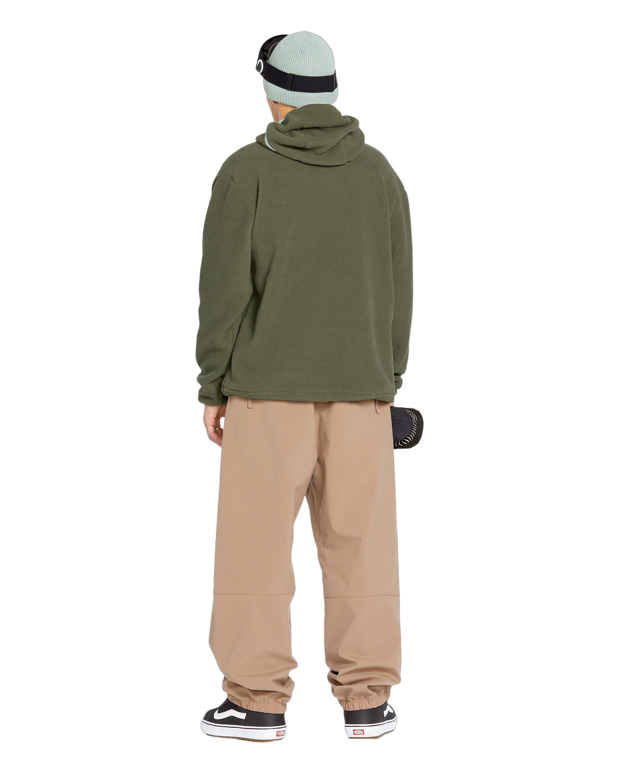 Volcom Men's Untethered Balaclava Hoodie - A green hoodie with a hood and balaclava design, featuring a white logo on the chest.