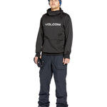 Volcom Men's Hydro Riding Hoodie 2025 - A black hoodie with a white logo on the chest and a kangaroo pocket.