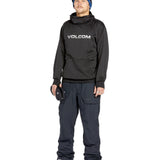 Volcom Men's Hydro Riding Hoodie 2025 - A black hoodie with a white logo on the chest and a kangaroo pocket.