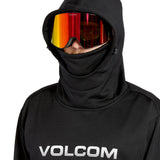 Volcom Men's Hydro Riding Hoodie 2025 - A black hoodie with a hood and drawstrings, featuring a large white logo on the chest that reads "VOLCOM".