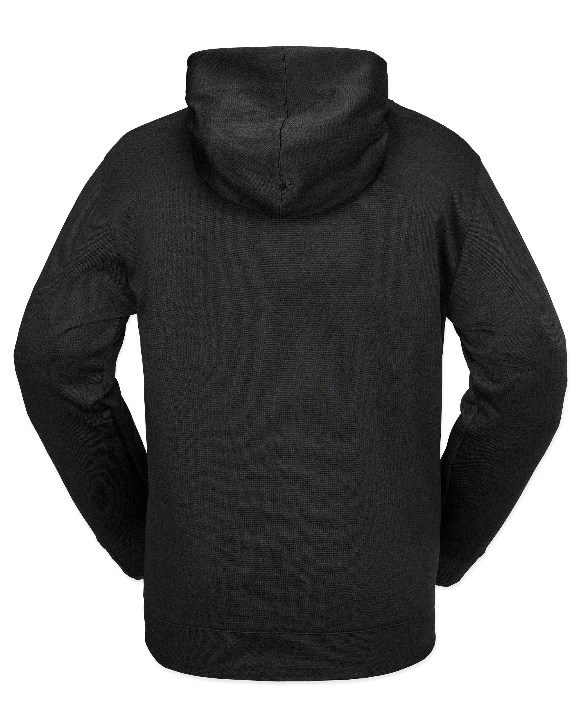 Volcom Men's Hydro Riding Hoodie 2025 - A black hoodie with a kangaroo pocket and drawstring hood.