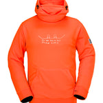 Volcom Men's Hydro Riding Hoodie 2025 - A bright orange hoodie with a white logo on the chest and black drawstrings.