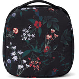 Dakine Goggle Case 2025 - A black case with a white zipper and a small handle on top, featuring a floral pattern of red, blue, and purple flowers.
