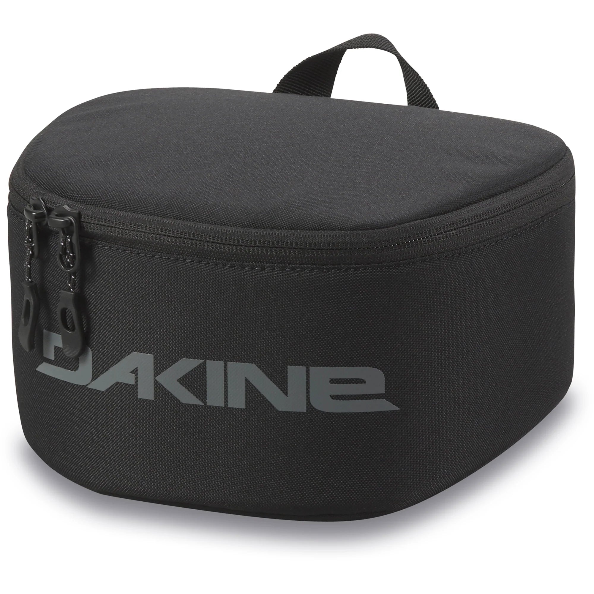 Dakine Goggle Stash Bag 2025 - Black bag with zippered top and handle on top, featuring a small pocket on front.