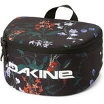 Dakine Goggle Stash Bag 2025 - A black bag with a floral pattern and white lettering, featuring a zippered top and handle on top.