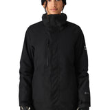 The 686 Women's GORE-TEX Willow Insulated Jacket in black has a high collar and zippered chest pocket on a front view.