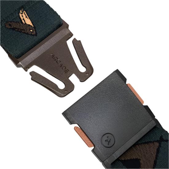 Arcade Get Outside Belt 2025 - Black belt with brown logo on buckle.