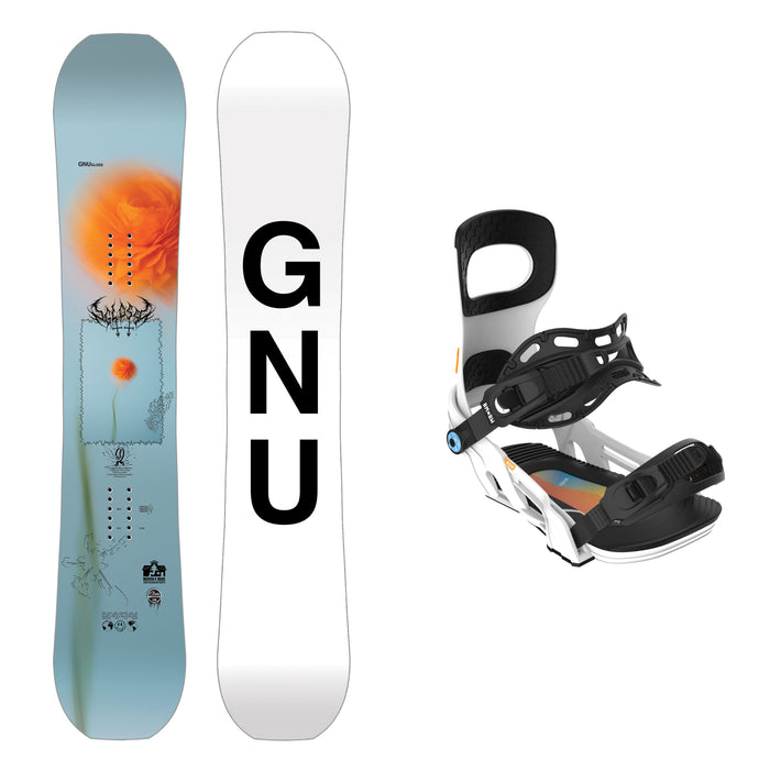 GNU Women's Gloss Snowboard with Bent Metal Beam Binding 2025