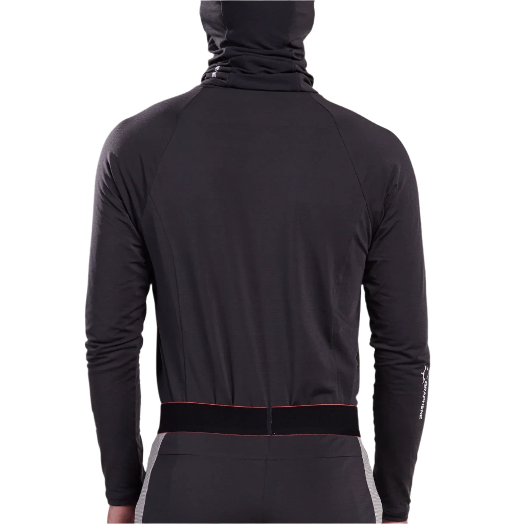 Whitespace Graphene Midweight Base Layer Top 2024 - A black base layer top with a high neck and long sleeves, featuring white graphene logos on both shoulders.