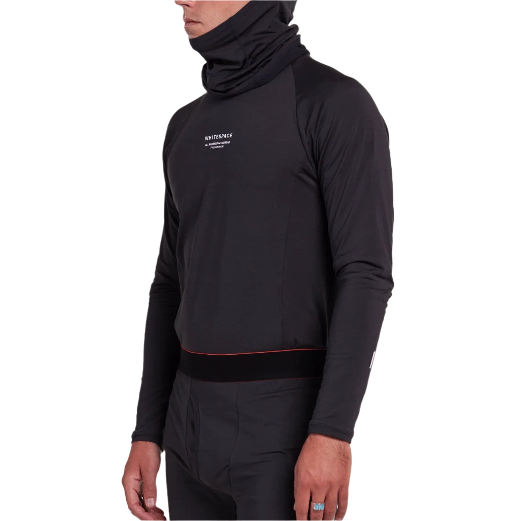 Whitespace Graphene Midweight Base Layer Top 2024 - A black base layer top with a small white logo on the left chest that reads "Whitespace" in bold font.