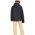 Volcom Women's Fern Insulated GORE-TEX Pullover - A black insulated jacket with a hood, featuring a zippered front and two side pockets.
