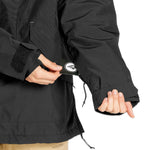 Volcom Women's Fern Insulated GORE-TEX Pullover - A black insulated jacket with a white logo on the left chest and a drawstring at the waist.