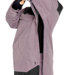 Volcom Women's Fern Insulated GORE-TEX Pullover - A dusty rose-colored pullover with a black zipper and black accents on the hood, cuffs, and hem.