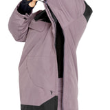 Volcom Women's Fern Insulated GORE-TEX Pullover - A dusty rose-colored pullover with a black zipper and black accents on the hood, cuffs, and hem.