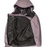 Volcom Women's Fern Insulated GORE-TEX Pullover - A black insulated jacket with a hood, featuring a zipper and two pockets on the front.