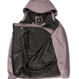 Volcom Women's Fern Insulated GORE-TEX Pullover - A black insulated jacket with a hood, featuring a zipper and two pockets on the front.