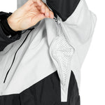 Volcom Women's V.Co Aris Insulated GORE-TEX Jacket - A black and white jacket with a zippered front, featuring a hood and two pockets on either side.