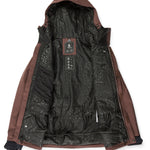 Volcom Women's Stoney Shadow Insulated Jacket - A brown insulated jacket with a hood, featuring a subtle shadow pattern on the front and back.