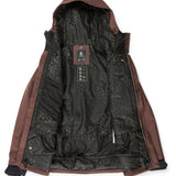 Volcom Women's Stoney Shadow Insulated Jacket - A brown insulated jacket with a hood, featuring a subtle shadow pattern on the front and back.