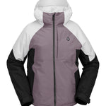 Volcom Women's Agate Ins Jacket 2025 - A women's jacket with a black and white color block design, featuring a hood and zip closure.