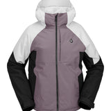 Volcom Women's Agate Ins Jacket 2025 - A women's jacket with a black and white color block design, featuring a hood and zip closure.