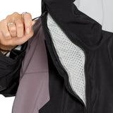 Volcom Women's Agate Ins Jacket 2025 - A black jacket with a white logo on the left chest and a zipper closure.