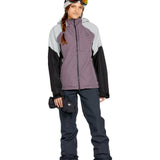 Volcom Women's Agate Ins Jacket 2025 - A purple and grey jacket with a hood, featuring a white logo on the left chest area.