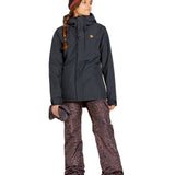 Volcom Women's Bolt Ins Jacket 2025 - A black jacket with a hood, featuring a small orange logo on the left chest area.